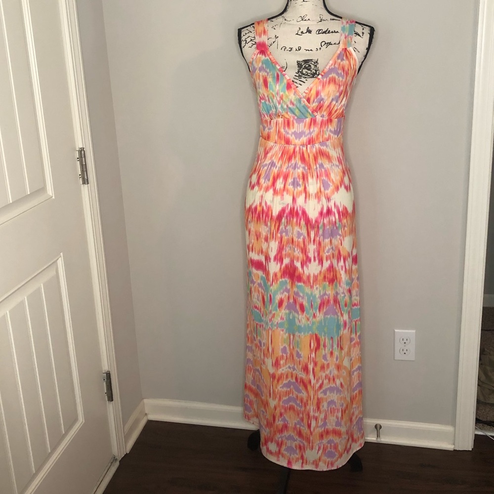 Watercolor Maxi Summer Sundress Size Small S Faded Glory